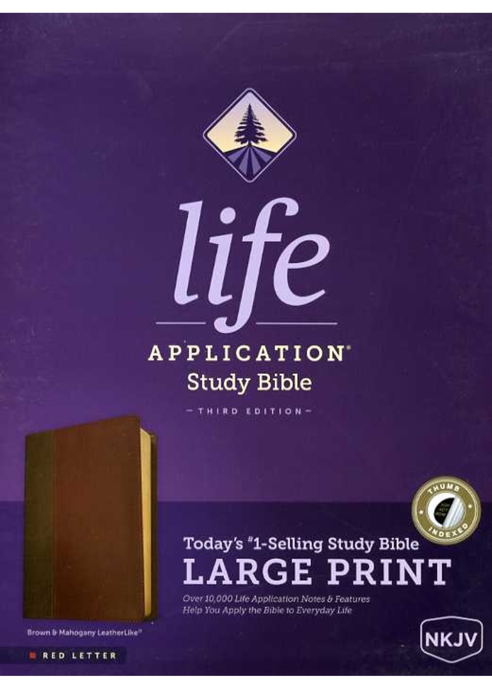 Tyndale NKJV Life Application Study Bible: Brown, Large Print, Indexed - Tyndale