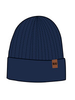 BJU Leather Patch Cuff Shredder Beanie Navy