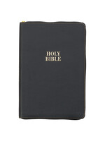 Black Faux Leather Large Print Thinline KJV Bible with Thumb Index and Zippered Closure