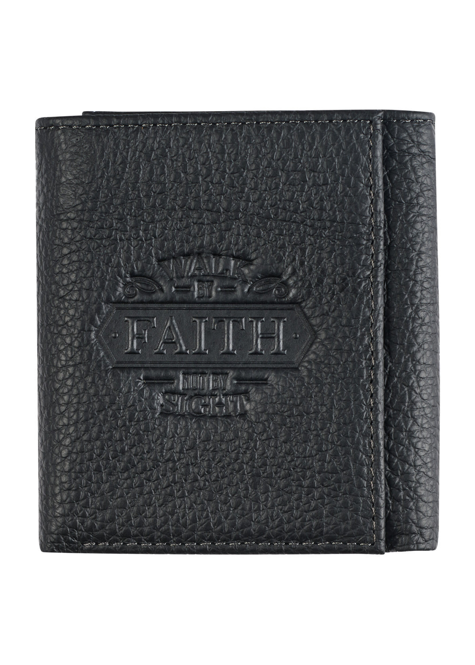 Walk by Faith Black Genuine Leather Wallet - 2 Corinthians 5:7