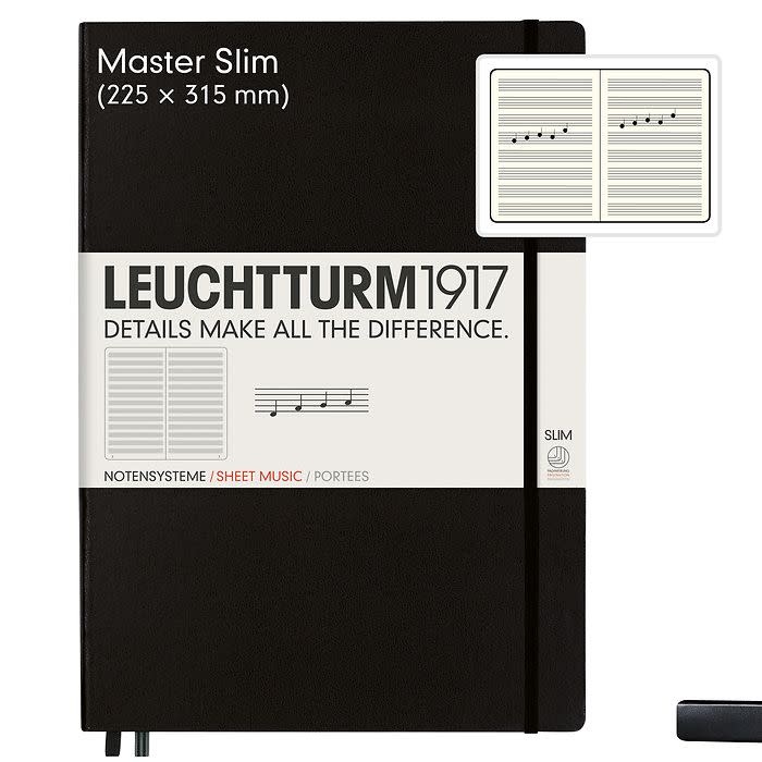 Notebook Master Slim (A4+) with staves, Hardcover, 121 numbered pages
