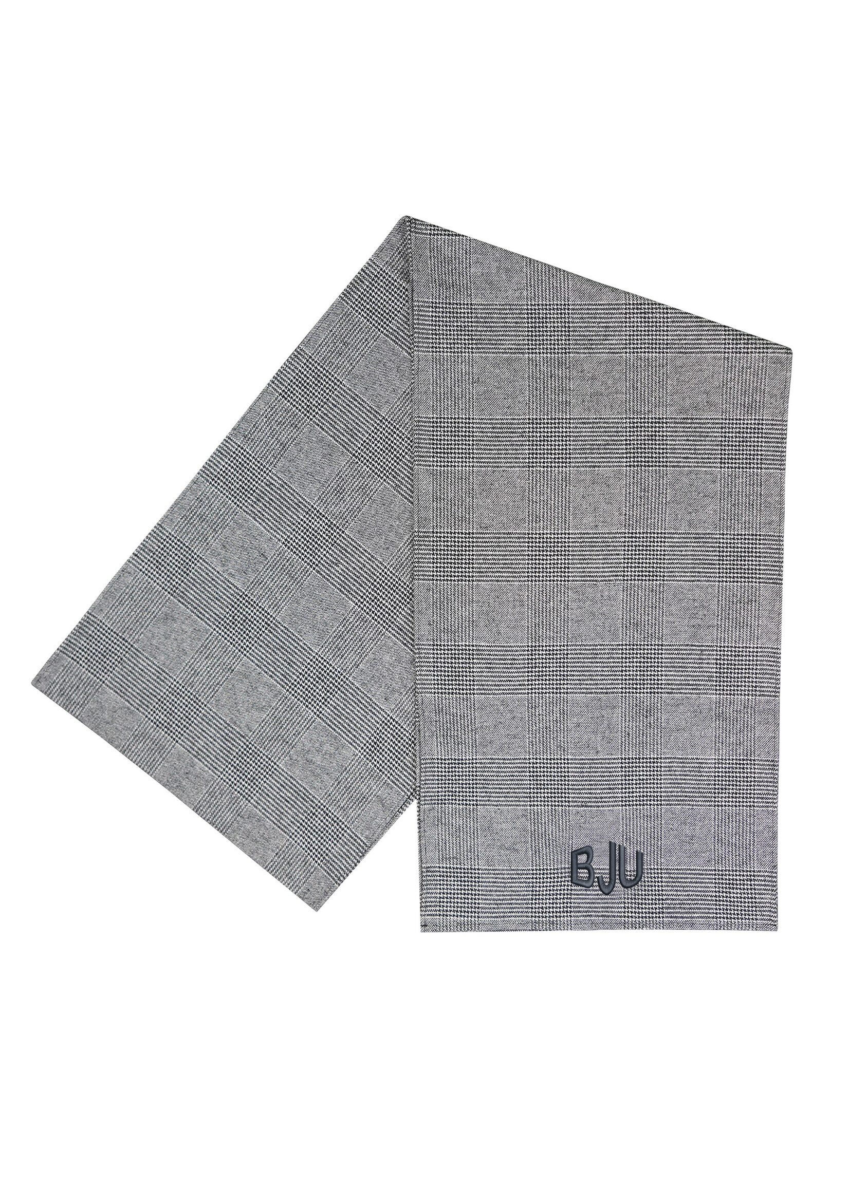 BJU Glen-Plaid Scarf Grey Embroidered