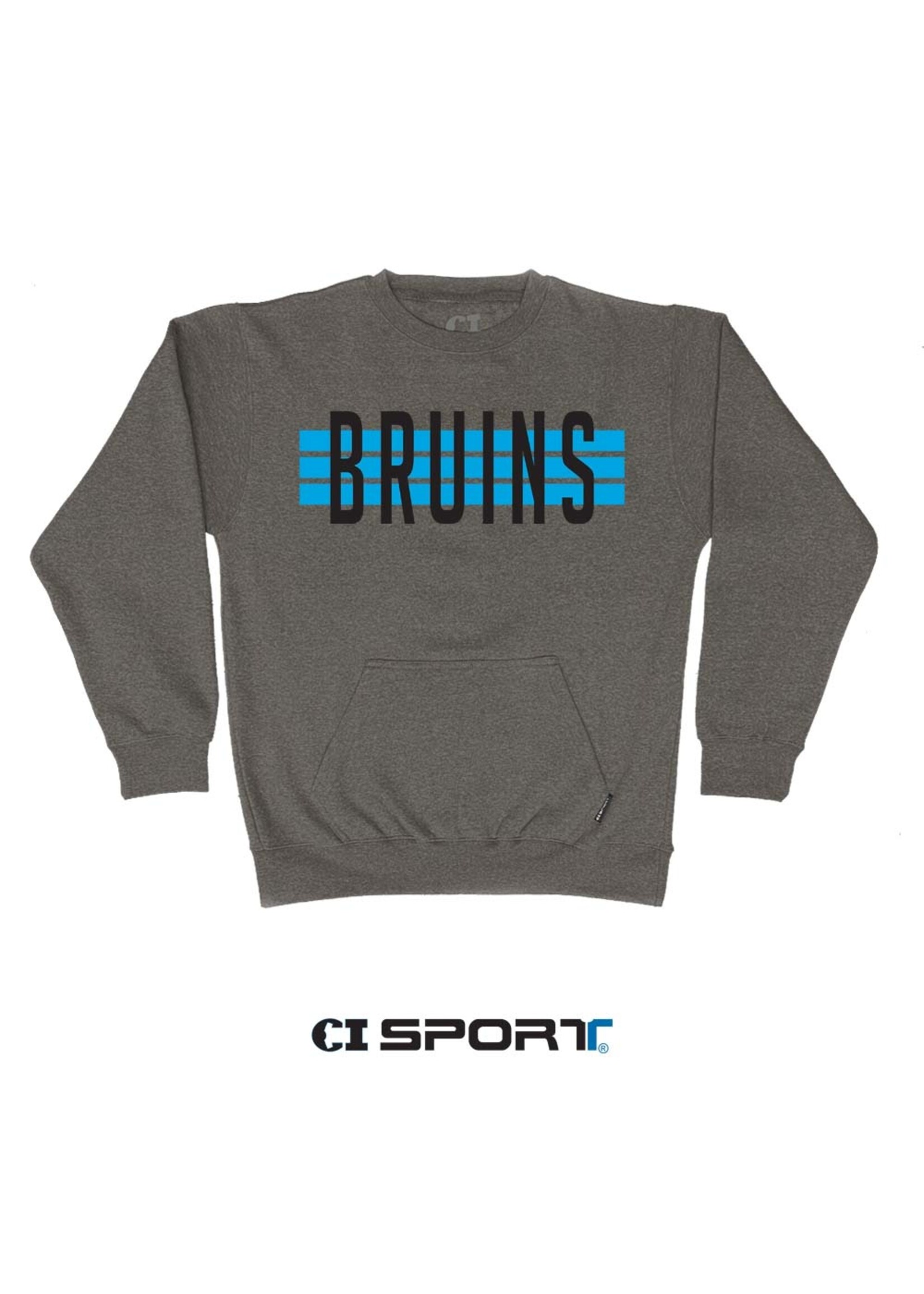 Bruins  Pocket Crew  Sweatshirt Dk Heather Tres Applique