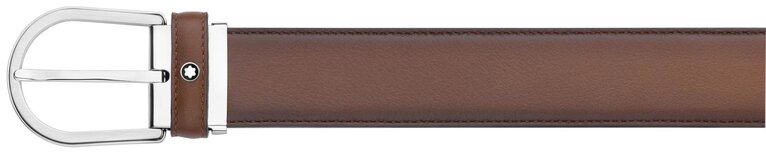 MONTBLANC CEINTURE À BOUCLE FER À CHEVAL DE 35 MM EN CUIR MARRON