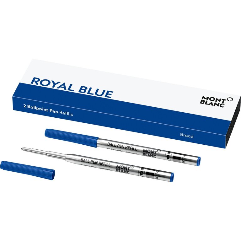 MONTBLANC 2 RECHARGES POUR STYLO BILLE BROAD ROYAL BLUE