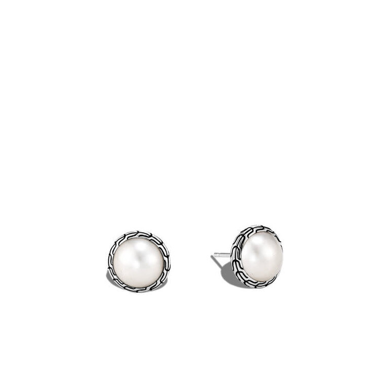 John Hardy Boucles d'oreilles Classic Chain en argent avec perle