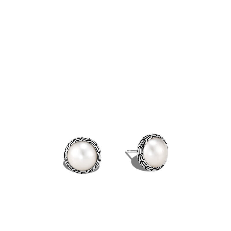 John Hardy Boucles d'oreilles Classic Chain en argent avec perle