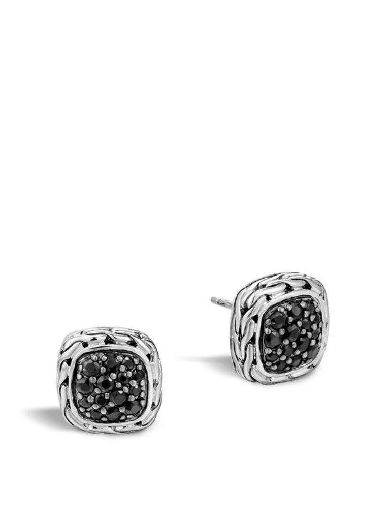 John Hardy Boucles d'Oreilles Classic Chain en Argent avec Saphirs Noirs