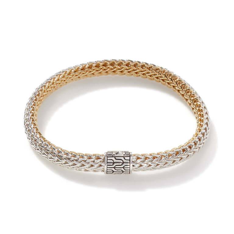 John Hardy Bracelet Réversible Classic Chain en Argent & Or 18k avec Diamants