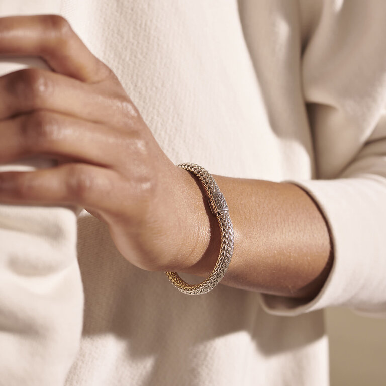 John Hardy Bracelet Réversible Classic Chain en Argent & Or 18k avec Diamants