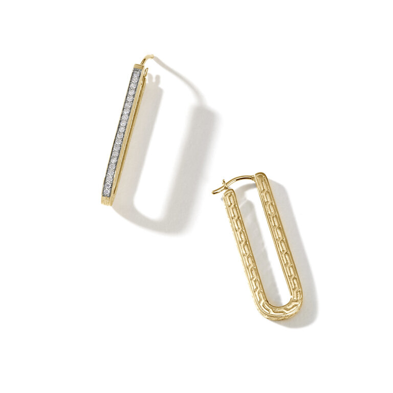 John Hardy Boucles d'Oreilles Classic Chain en Or 18k avec Diamants