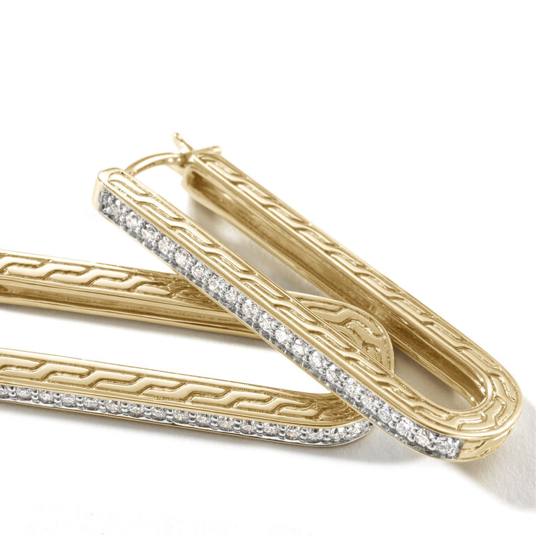 John Hardy Boucles d'Oreilles Classic Chain en Or 18k avec Diamants