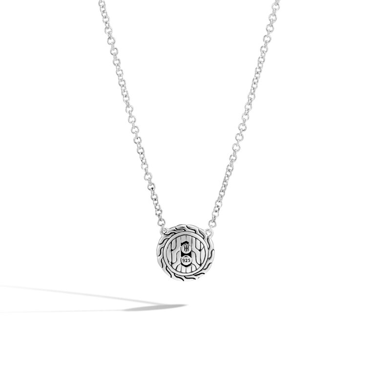 John Hardy Collier Pendentif en Argent avec Chaîne Sculptée & Diamants