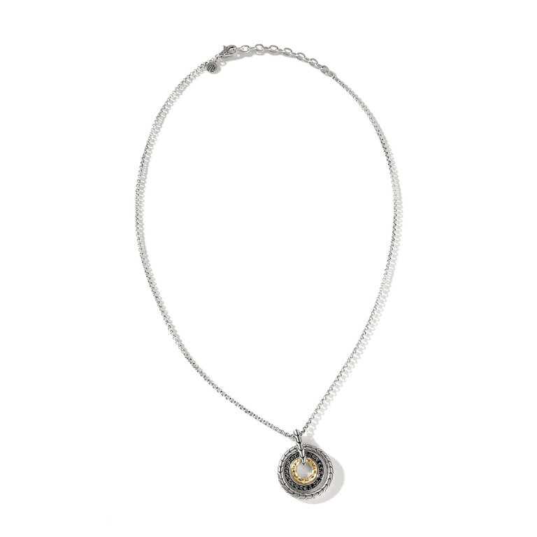 John Hardy Collier Ajustable Classic Chain en Argent et Or 18k avec Saphirs