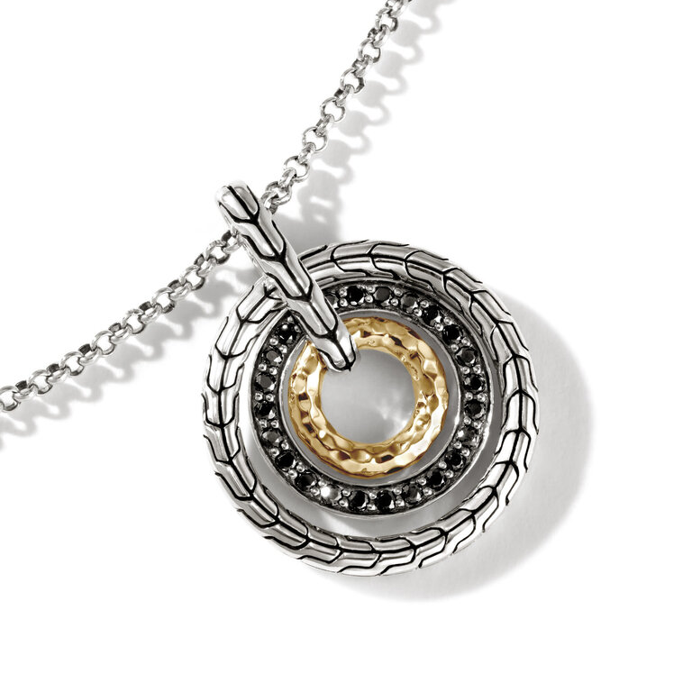 John Hardy Collier Ajustable Classic Chain en Argent et Or 18k avec Saphirs