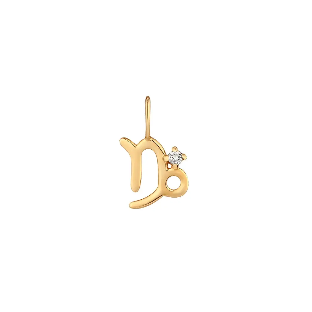 CAPRICORNE | Pendentif zodiaque avec diamant 14kj