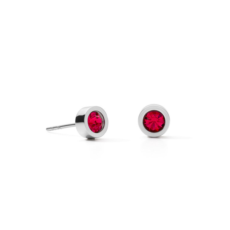 Coeur de Lion Boucles d'oreilles Rouge-Argent