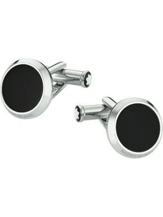 MONTBLANC BOUTONS DE MANCHETTE MEISTERSTÜCK  EN ACIER INOXIDABLE AVEC ONYX