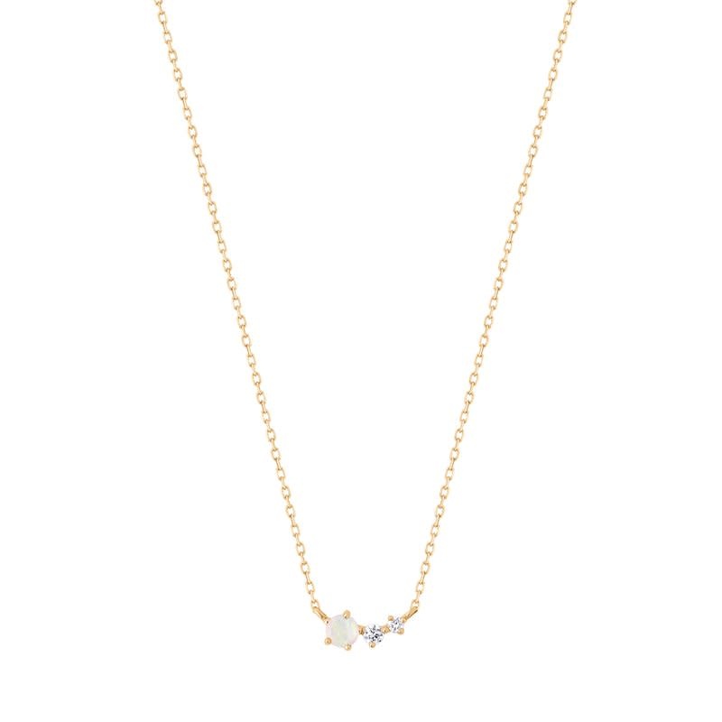 Aurelie Gi Collier ZARA 14kJ opal+Dia 0.77ct
