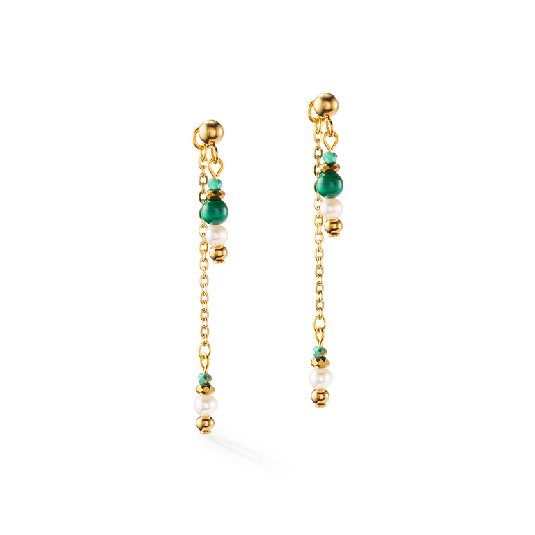 Coeur de Lion Boucles d'oreilles Blanc Vert