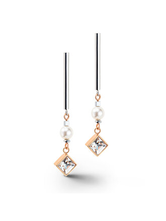 Coeur de Lion Boucles d'oreilles acier perle cristal Coeur de Lion Boucles d'oreilles acier perle cristal