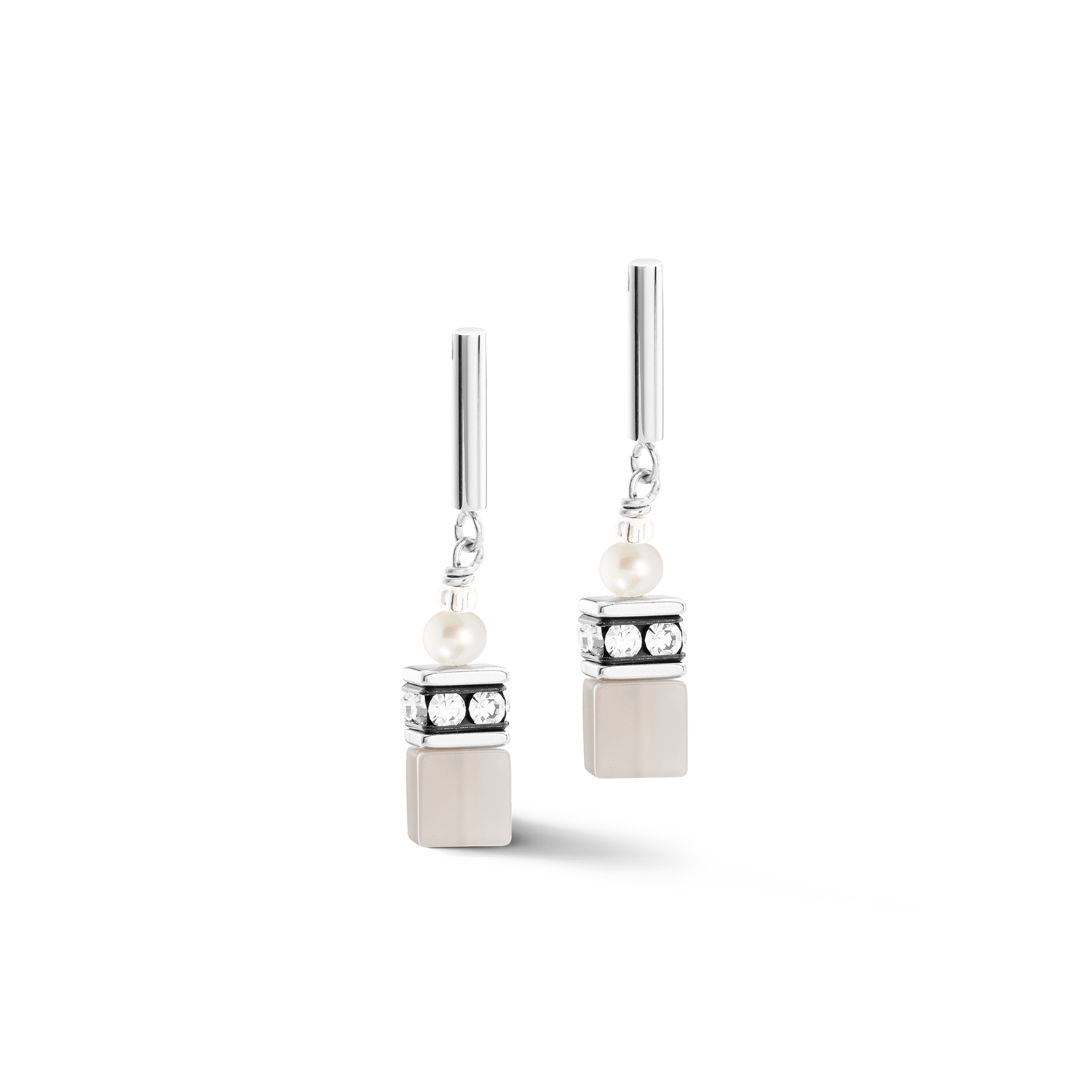 Coeur de Lion Boucles d'oreilles Gris Argent