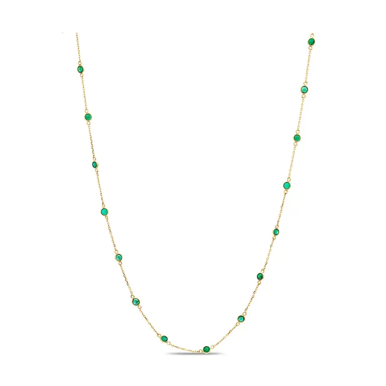 Trésor Collier en Émeraudes Ronds en Or Jaune 18kt