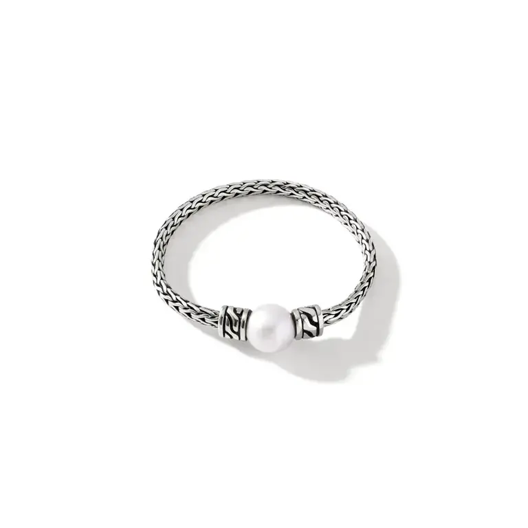 John Hardy Bague Classic Chain en Argent avec Perle