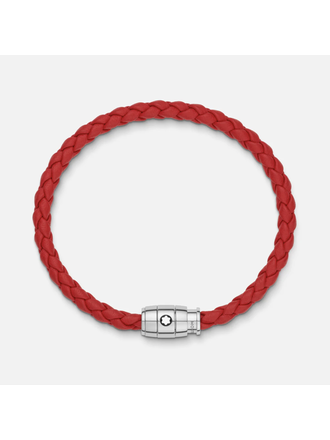 MONTBLANC BRACELET ACIER 3 ANNEAUX FERMANT & CUIR ROUGE MONTBLANC BRACELET ACIER 3 ANNEAUX FERMANT & CUIR ROUGE