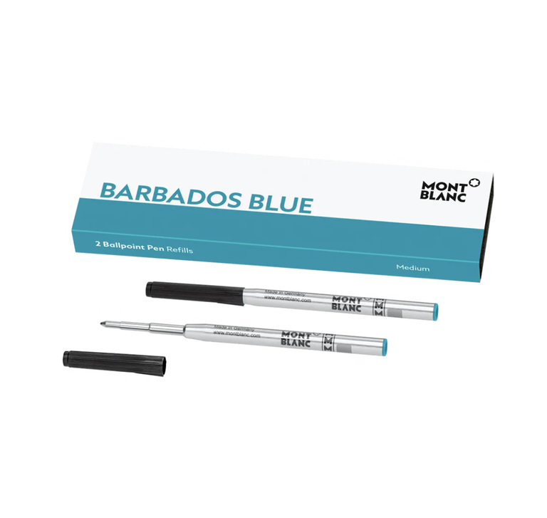 MONTBLANC 2 RECHARGES POUR STYLO BILLE (M), BARBADOS BLUE