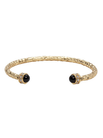 Halcyon Days Bracelet rigide ouvert pierre noir