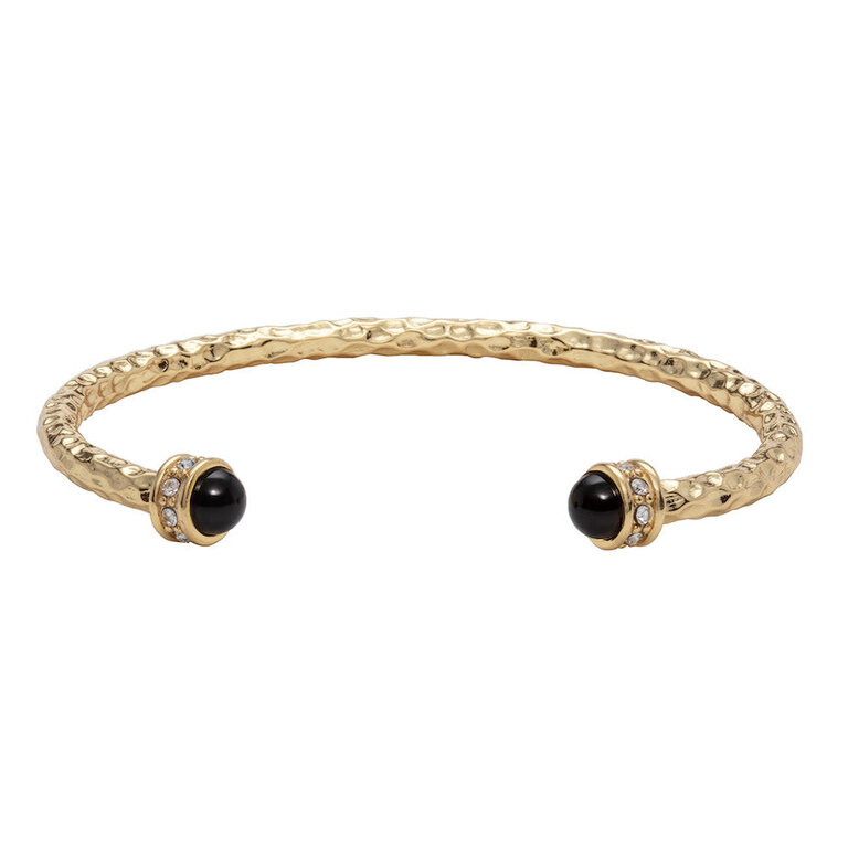 Halcyon Days Bracelet rigide ouvert pierre noir