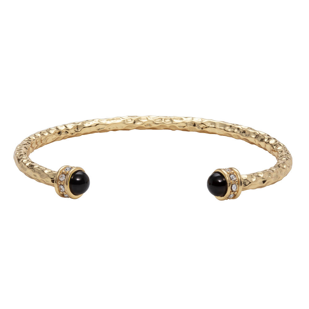 Bracelet rigide ouvert pierre noir