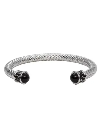 Halcyon Days Bracelet rigide ouvert pierre noir Halcyon Days Bracelet rigide ouvert pierre noir