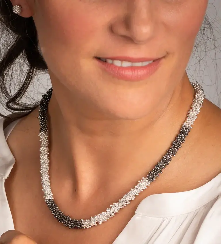 Michaud Michaud Collier argent Naturel et Oxyd√© 18"
