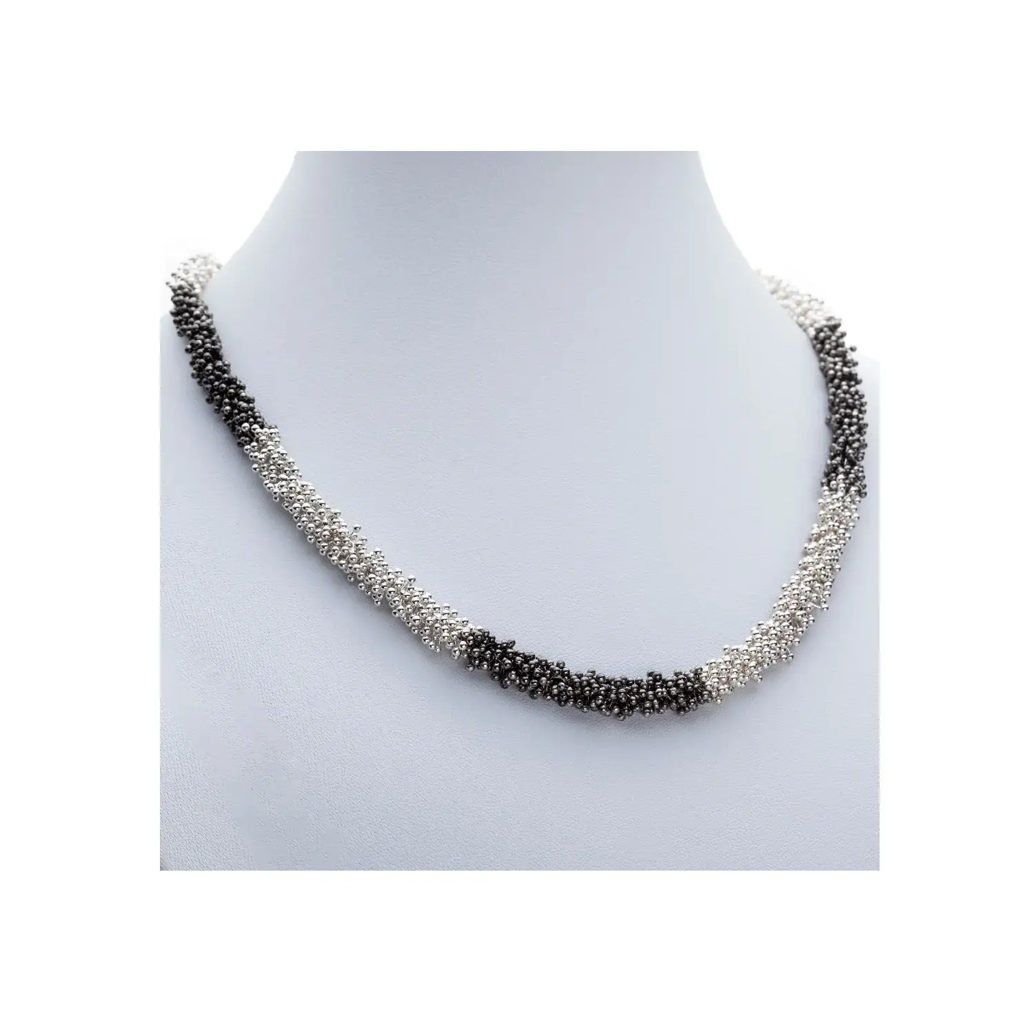 Collier argent Naturel et Oxyd√© 18"