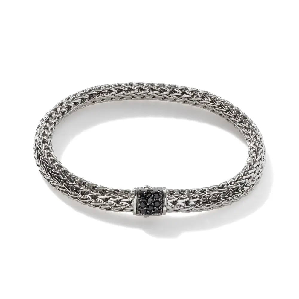John Hardy Bracelet Classic Chain en argent avec saphirs 6,5 mm