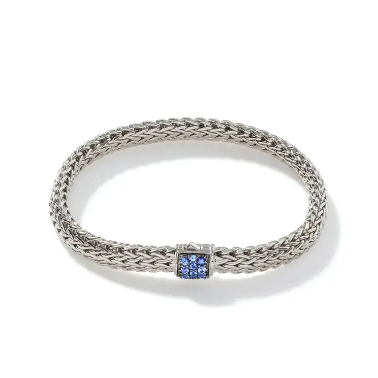 John Hardy Bracelet Classic Chain en argent avec saphirs 6,5 mm