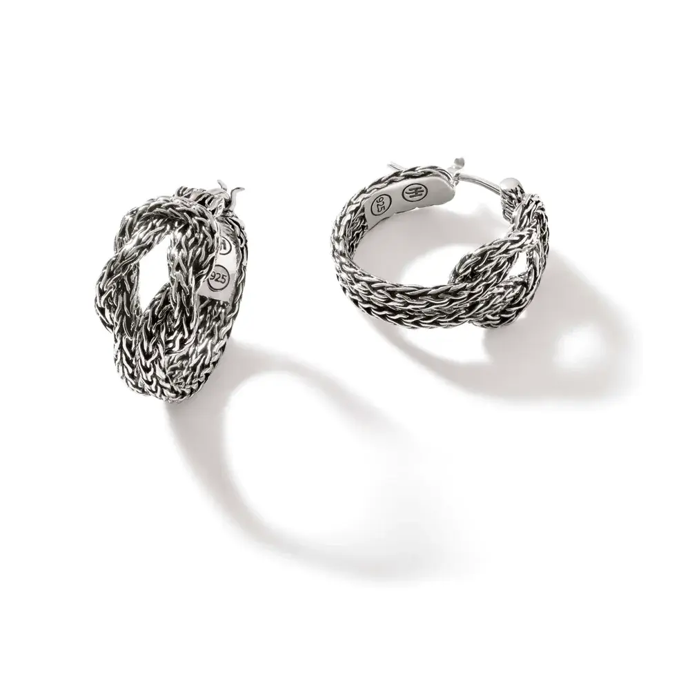 Boucles d'oreilles Love Knot Classic Chain en argent 17 mm