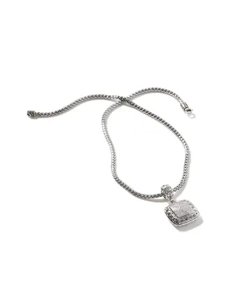 John Hardy Pendentif en Argent à Chaîne Sculptée avec Diamants John Hardy Pendentif en Argent à Chaîne Sculptée avec Diamants