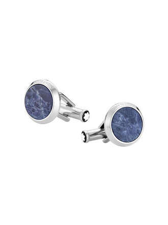 MONTBLANC BOUTONS DE MANCHETTE EN ACIER INOXYDABLE & SODALITE