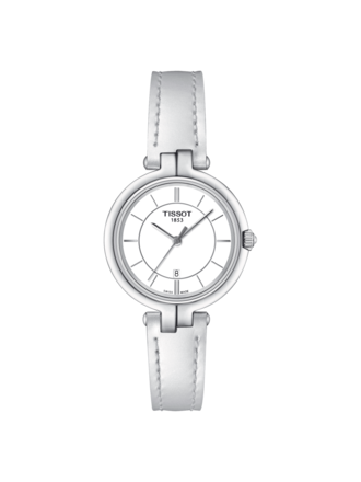 Tissot Montre Flamingo acier cuir blanc