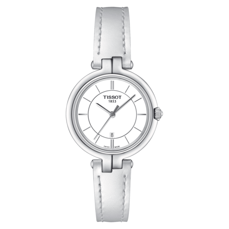 Tissot Montre Flamingo acier cuir blanc