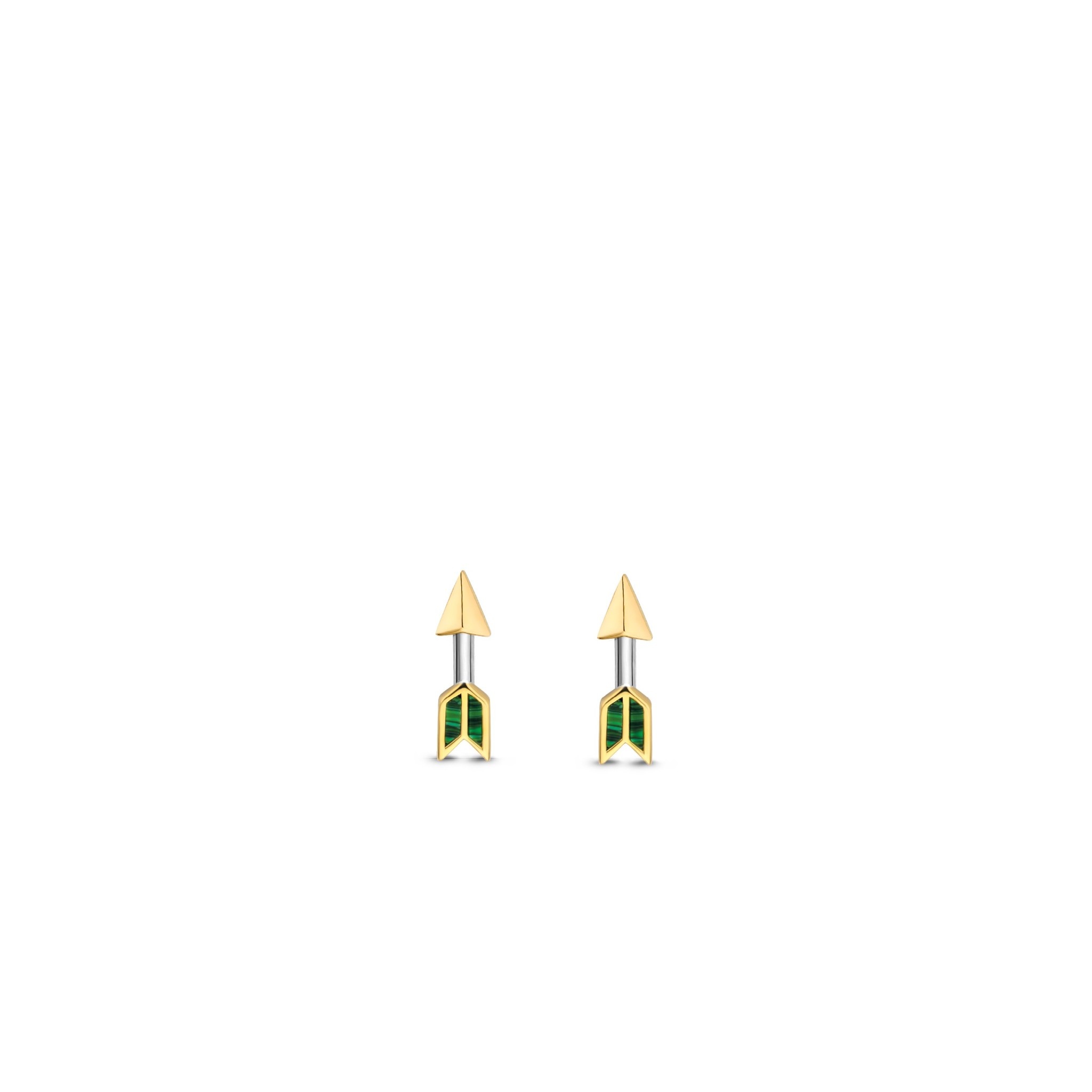 Ti Sento Milano Boucles d'oreilles flèche Argent Malachite plaqué or