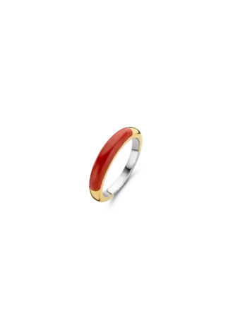 Ti Sento Milano Bague Arg Pl Or Corail Rouge Ti Sento Milano Bague Arg Pl Or Corail Rouge