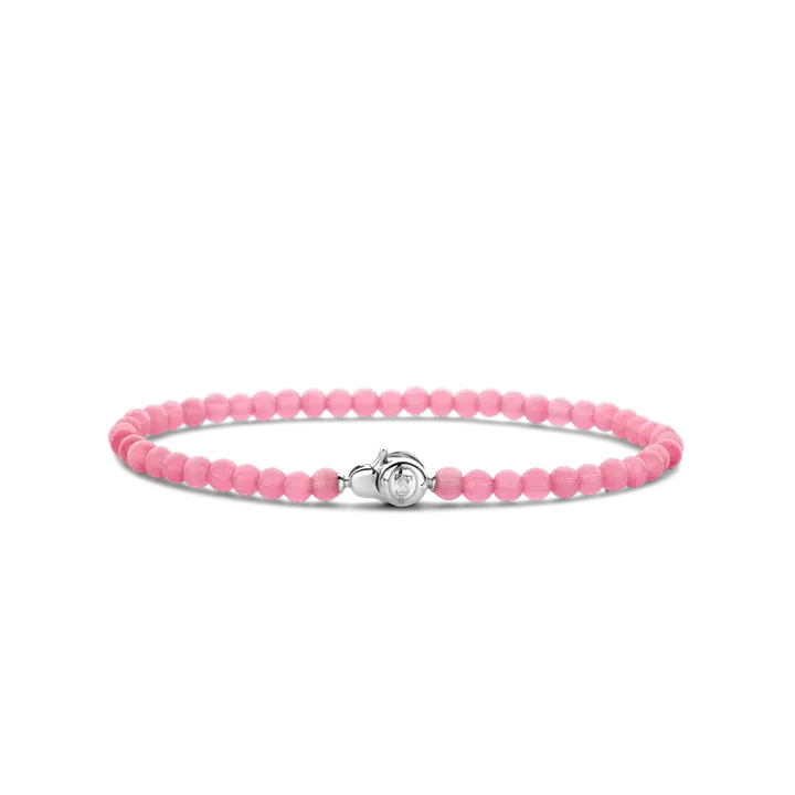 Bracelet. arg billes roses