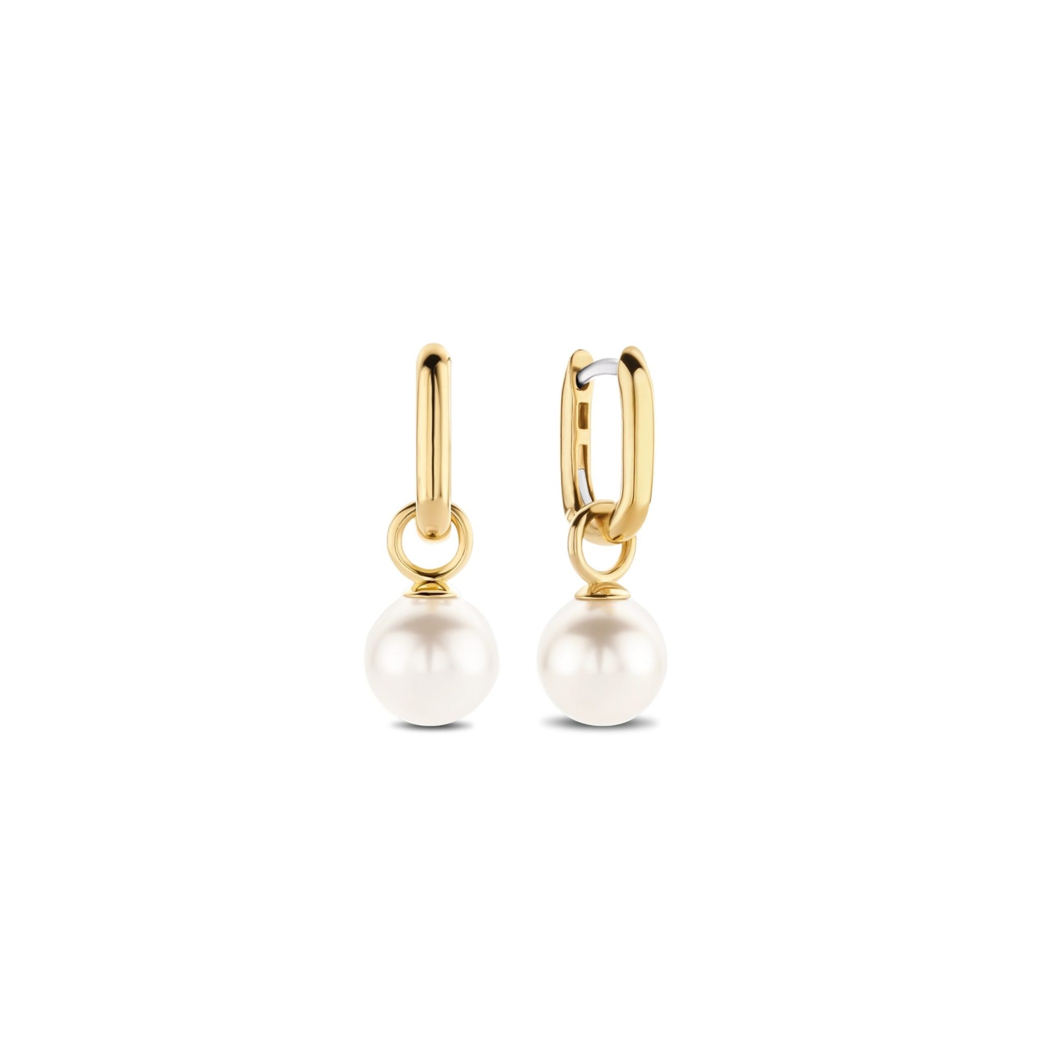 Ti Sento Milano Boucles d'oreilles argent plaquée or perle synthetique