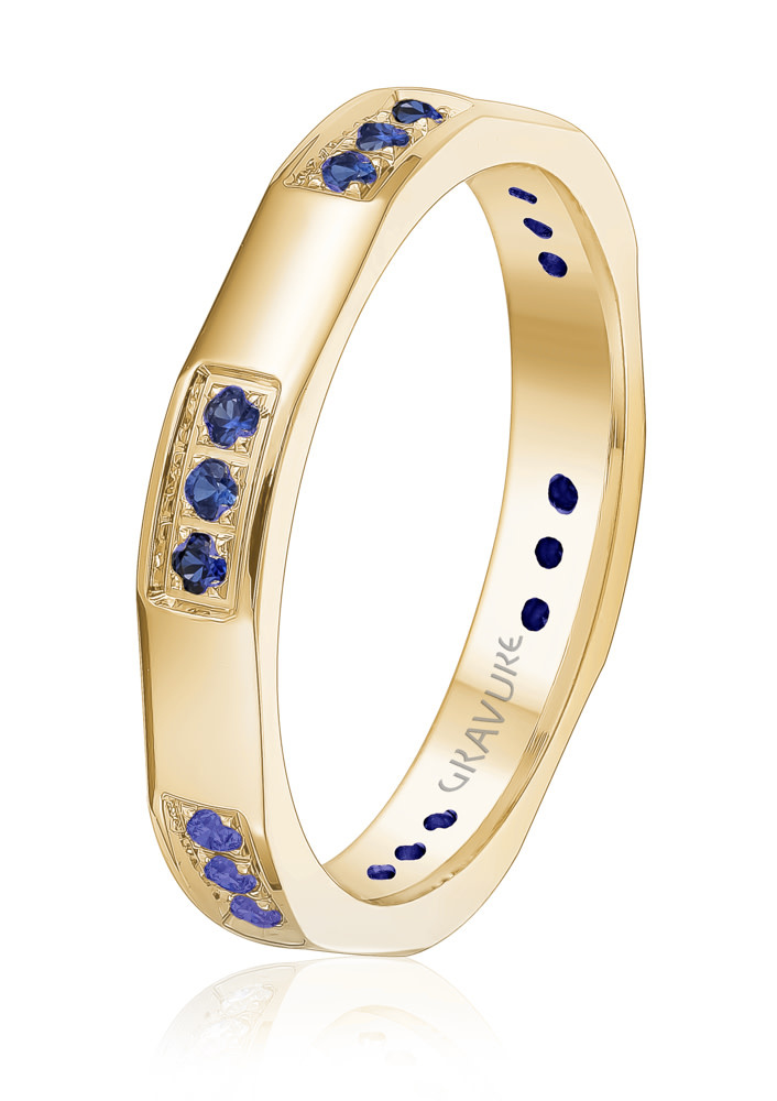 JONC 14K JAUNE SAPH. 0.23C