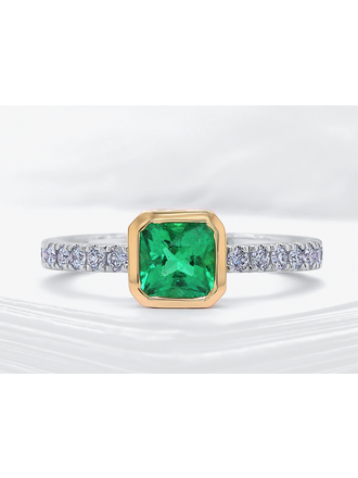 Penelope Bague 2T Emeraude 0.54ct dia 14x=0.32ct 18k GR 6.5 Penelope Bague 2T Emeraude 0.54ct dia 14x=0.32ct 18k GR 6.5