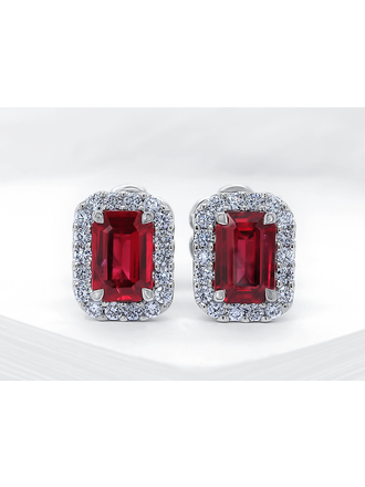Penelope Boucles d'oreilles Rubis 2x=1.09 dia 36x0.27ct 18kb Penelope Boucles d'oreilles Rubis 2x=1.09 dia 36x0.27ct 18kb